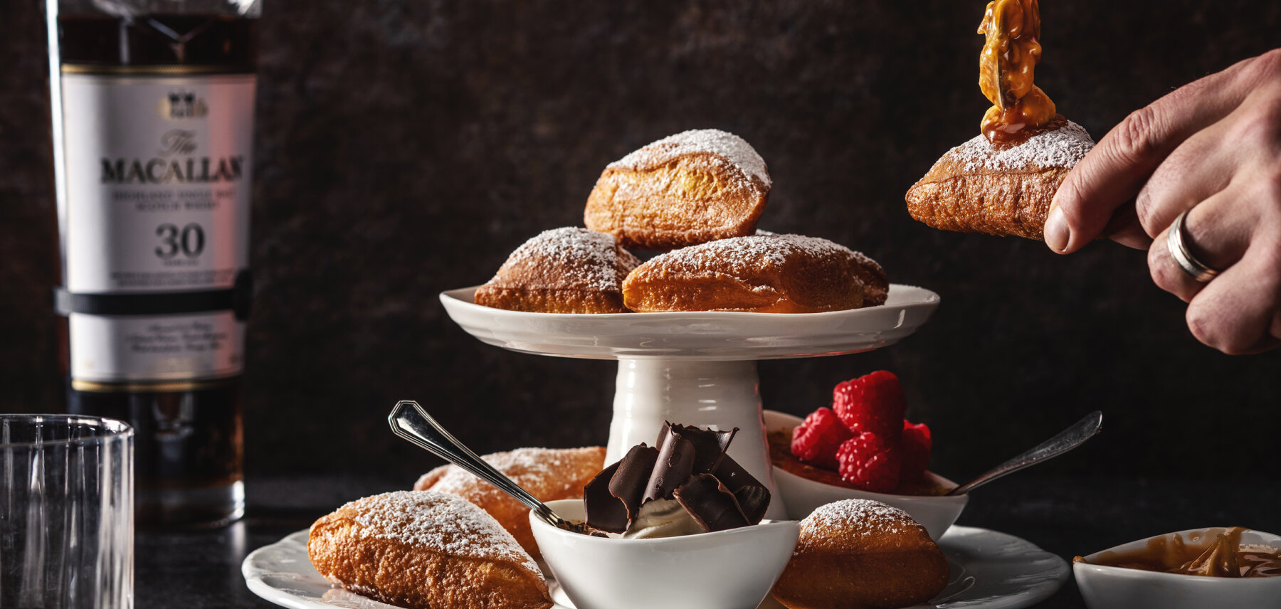 Warm Beignets with Various Sauces
