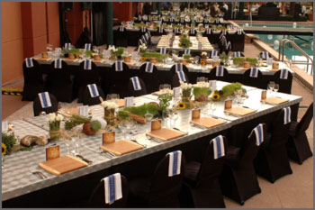 Tables and Chairs by the Pool