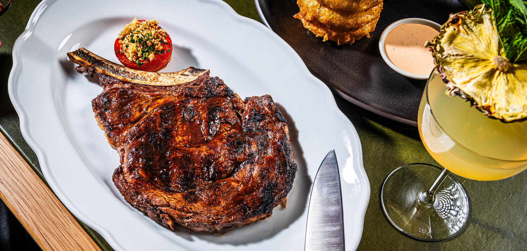 Bone-In Ribeye and Onion Rings