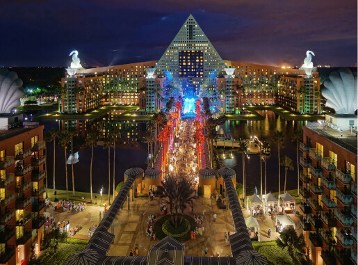 Dolphin Hotel at Night During an Event on the Causeway