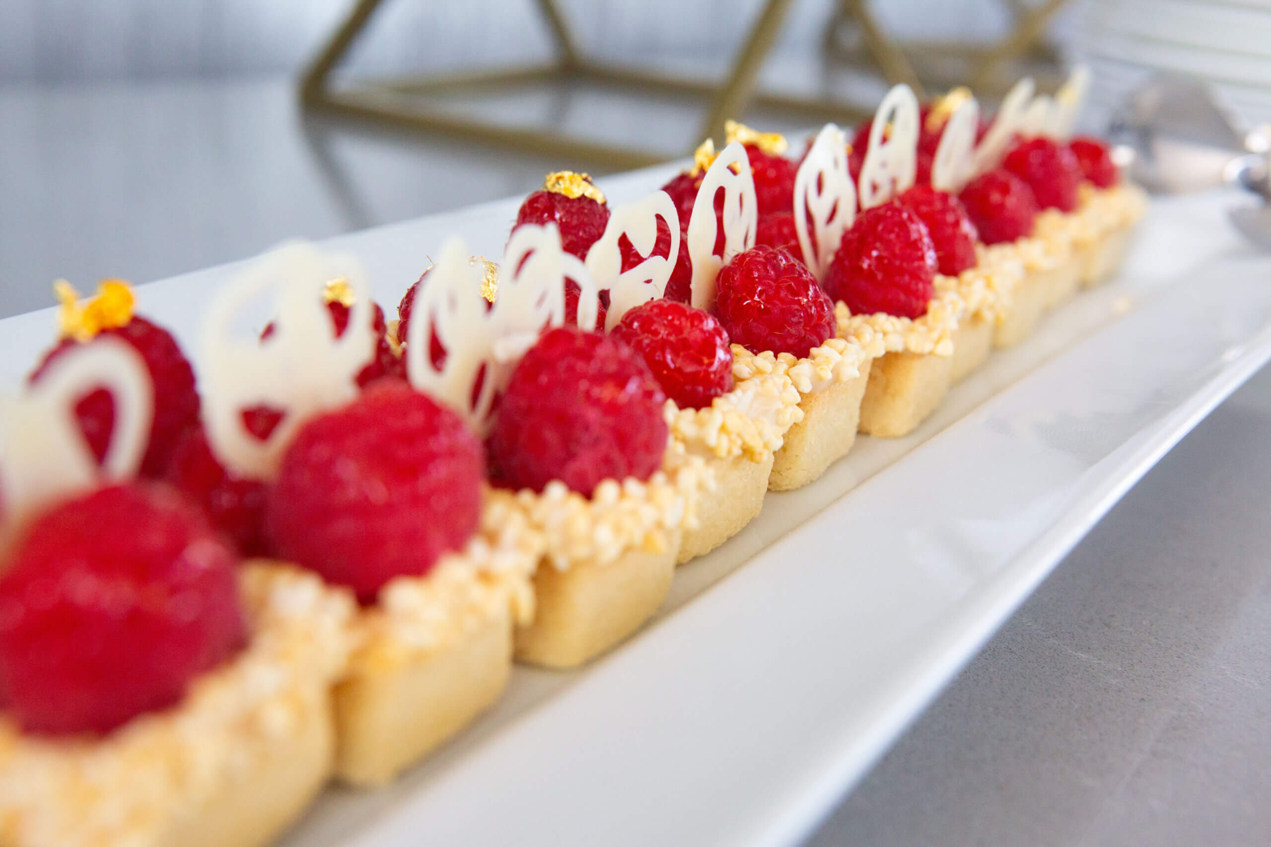 Desserts lined on a tray