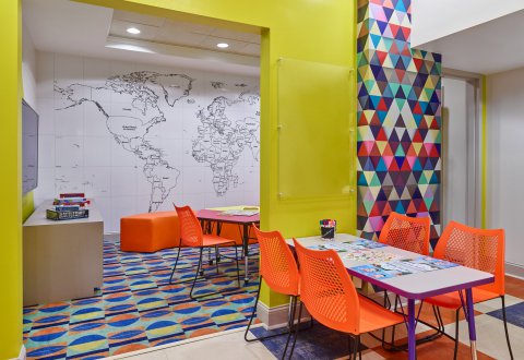 Camp Dolphin Room with Tables, Chairs and Games