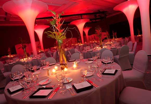 Banquet Set-Up with Tables, Chairs and Candles