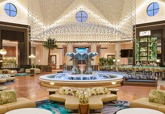 Dolphin Lobby with Fountain, Couches and Lounge