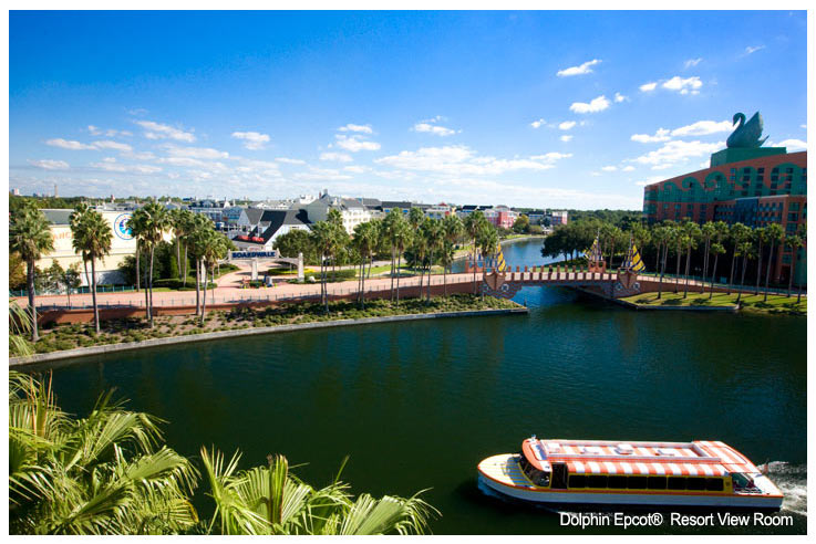 Dolphin Epcot Resort View Room Overlooking the Lake and Boardwalk
