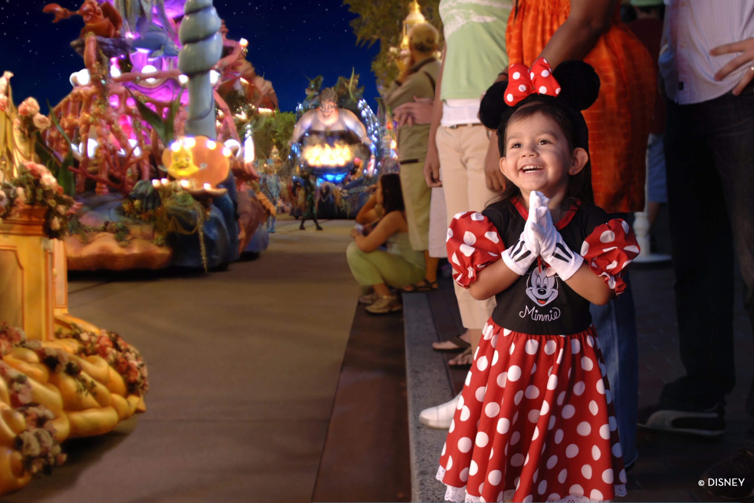Little girl in Minnie dress at the Mickeys Not So Scary Halloween party