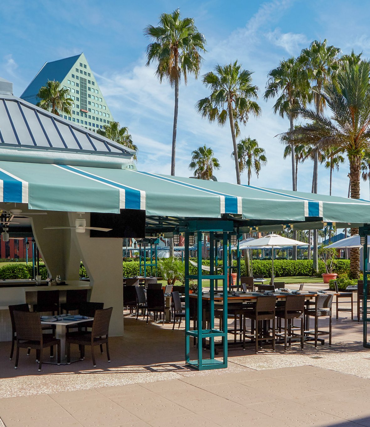 Poolside Bar with Tables and Chairs