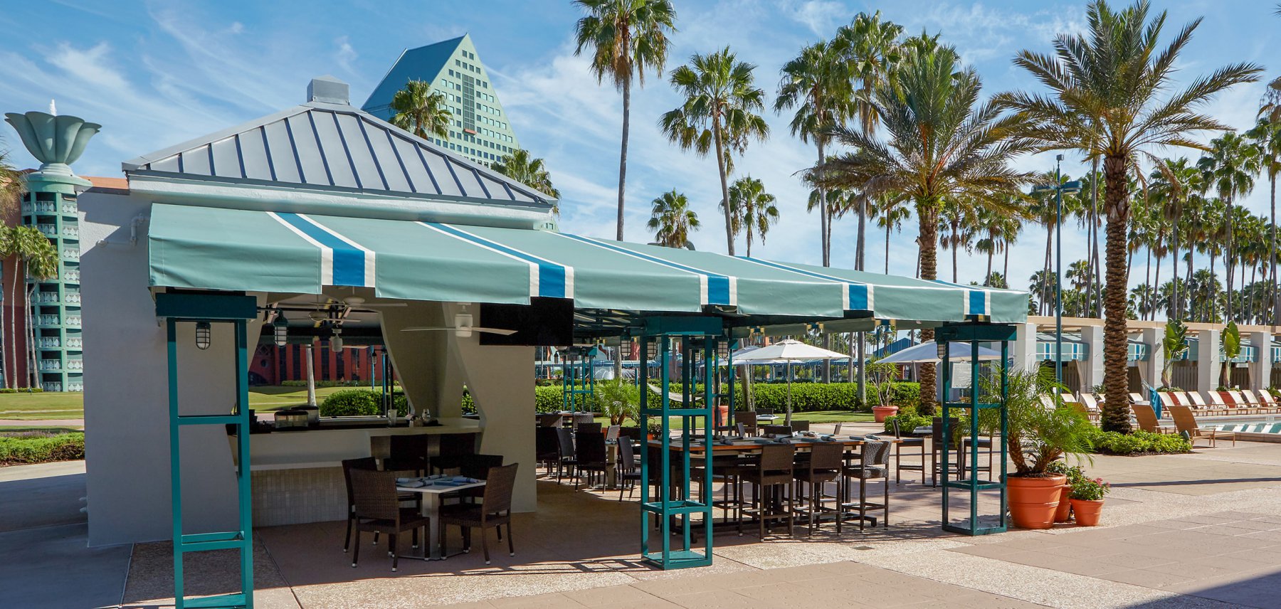 Poolside Bar with Tables and Chairs