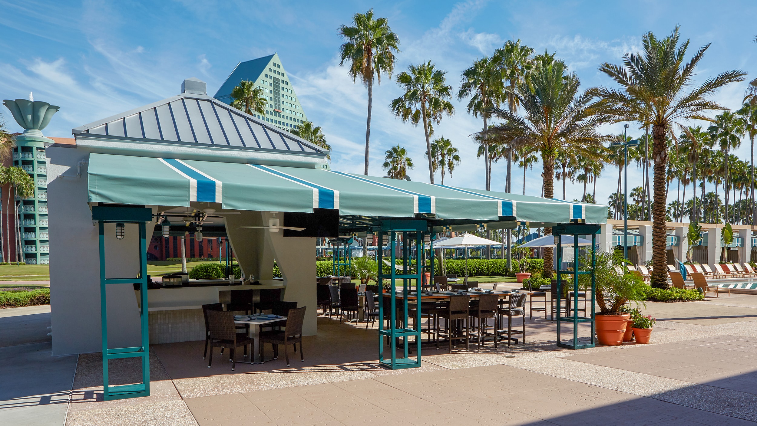 Poolside Bar with Tables and Chairs