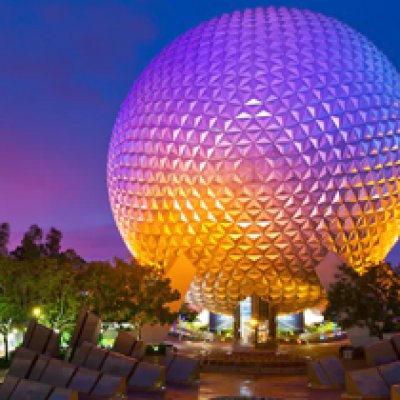 Epcot Spaceship Earth at Night