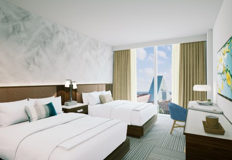 Sketch Photo of Swan Reserve Traditional Queen/Queen with Desk, Chair and Large TV